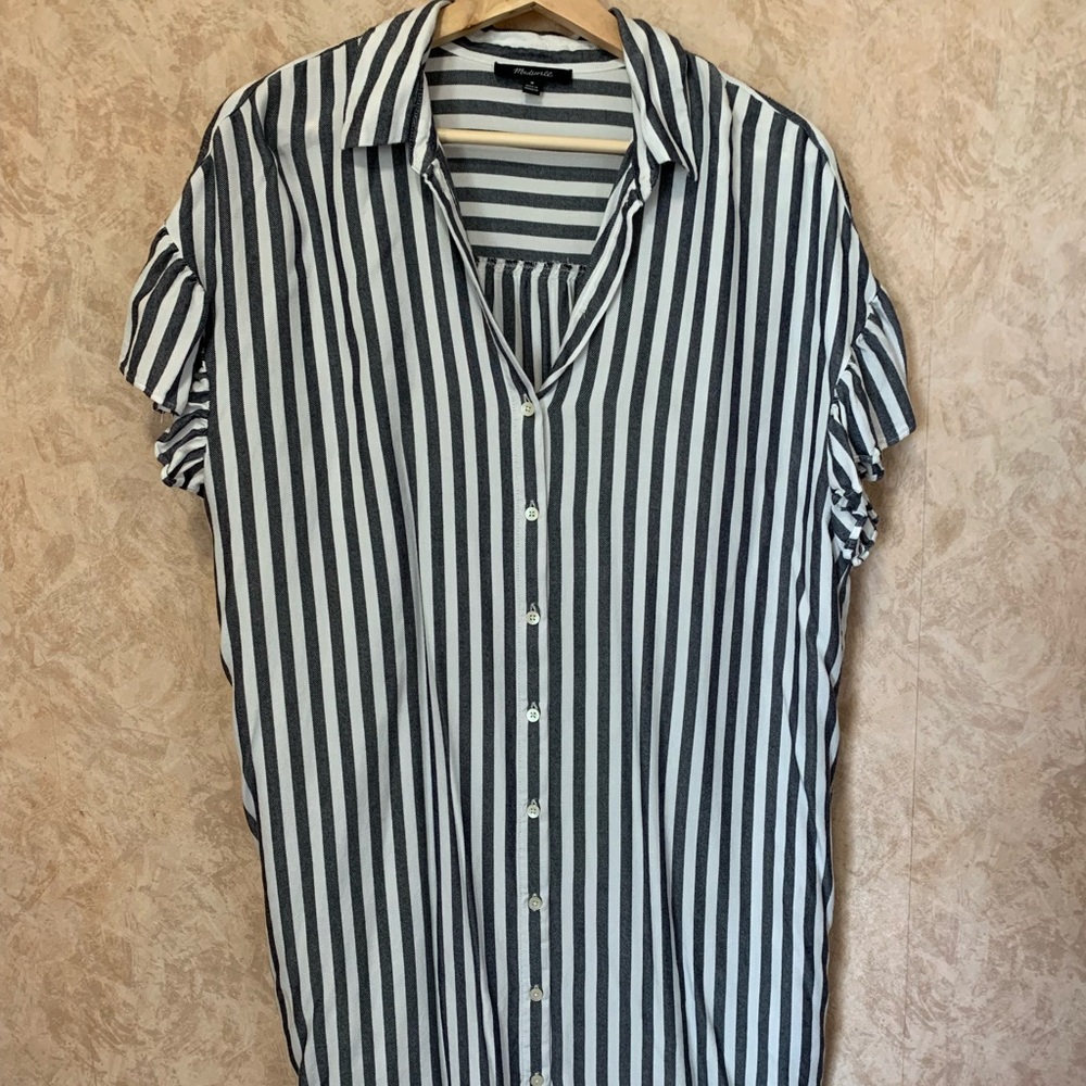 Madewell Striped Courier Shirt Dress Size M
